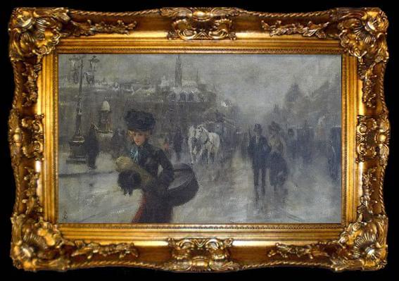 framed  Alfred Stevens Elegants sur les Boulevards, ta009-2